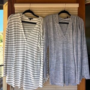 2 for 1 Banana Republic Gray and White Striped  and Gray Long Sleeve Tunic Top L